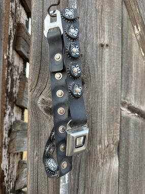 Black Bottle Cap Studded Women’s Belt - Unbranded